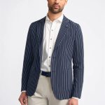 Giacca blazer blu gessata cavani slim fit