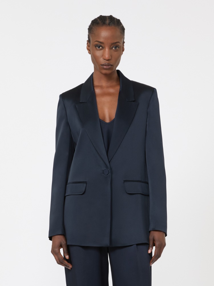 blazer-blu-551iqd-1.jpg Blazer in envers satin, blu notte | Max Mara - immagine 1