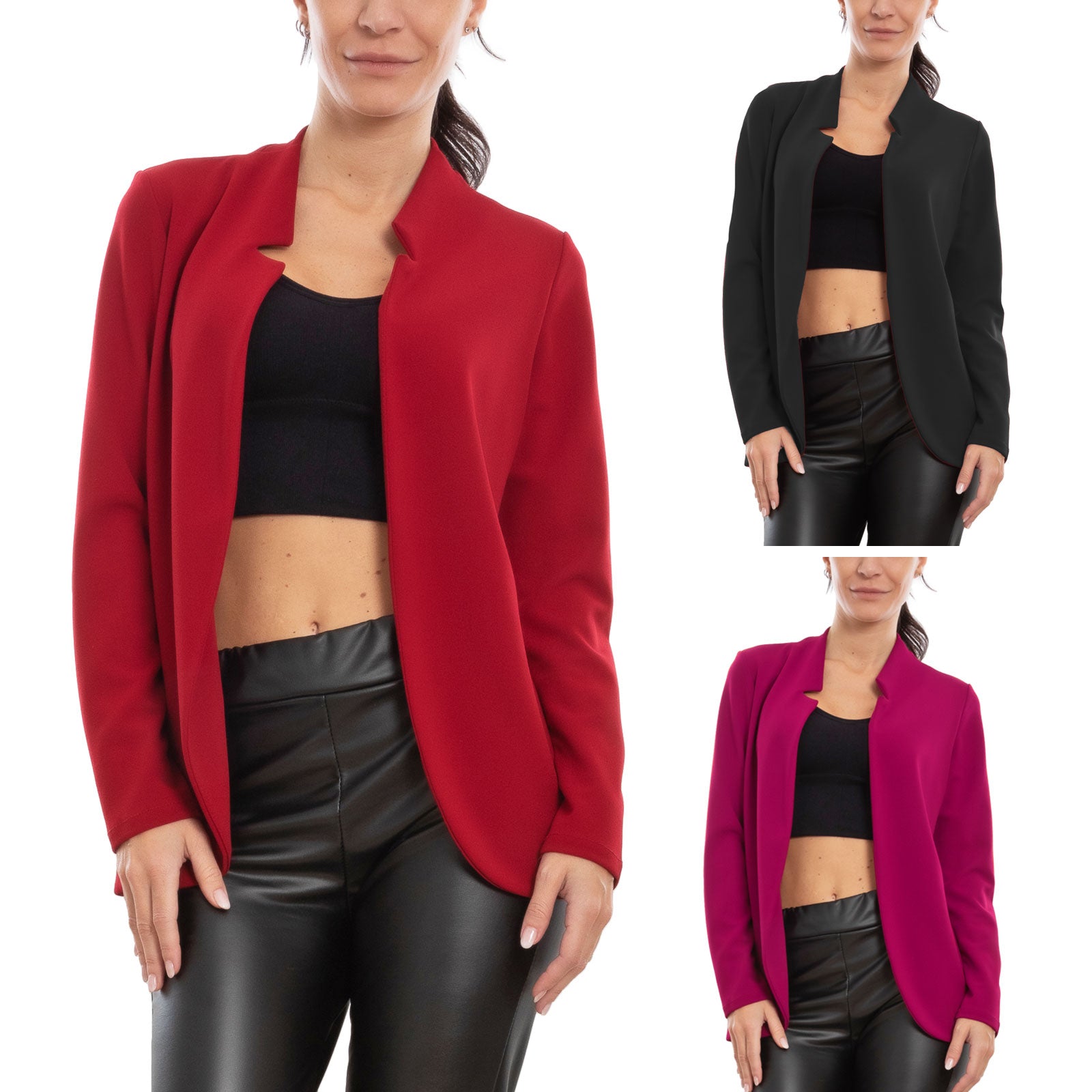 blazer-donna-elegante-005vbq-1.jpg Giacca Blazer Donna Elegante Senza Chiusura Ms 2053 - immagine 1