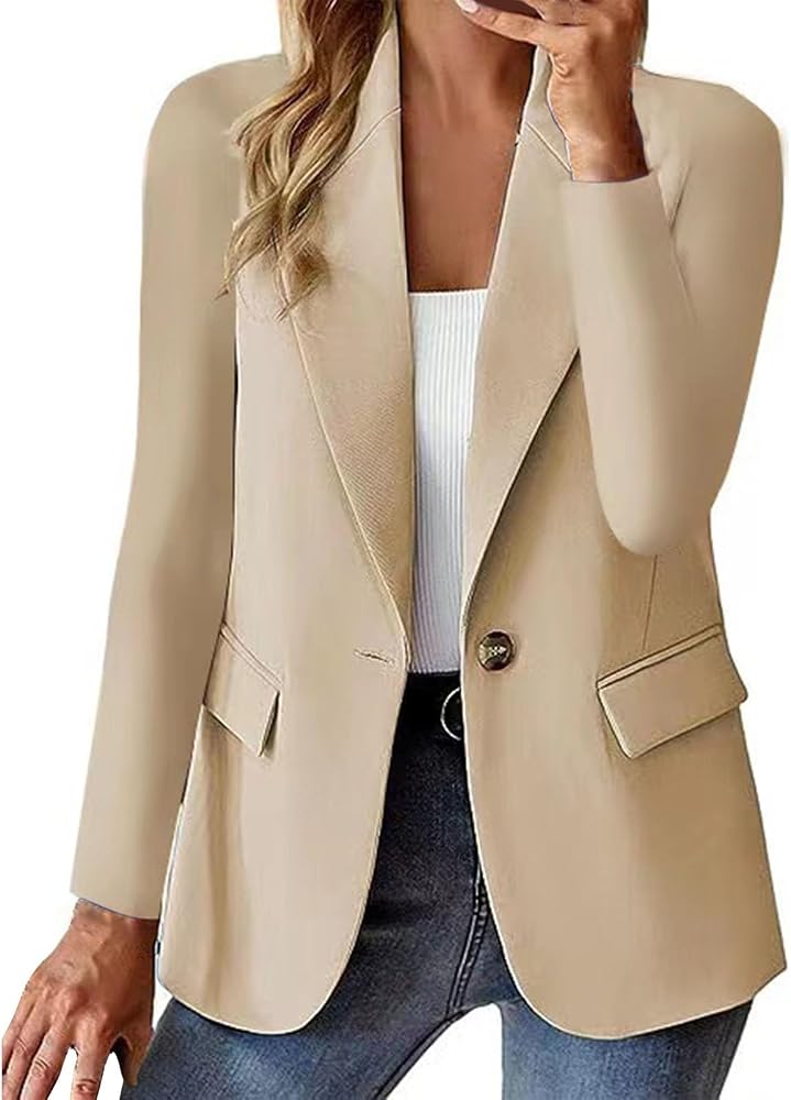 blazer-donna-elegante-494ovg-1.jpg duaicnvow Blazer Donna Elegante Invernale a Maniche Lunghe Blazer con Bottoni Curvy Tailleur Giacche Donna Oversize Jacket Slim Fit Aperto per Cerimonia Ufficio Business : Amazon.it: Moda - immagine 1