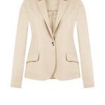 Blazer donna corto monopetto in tessuto crepe collo reverse