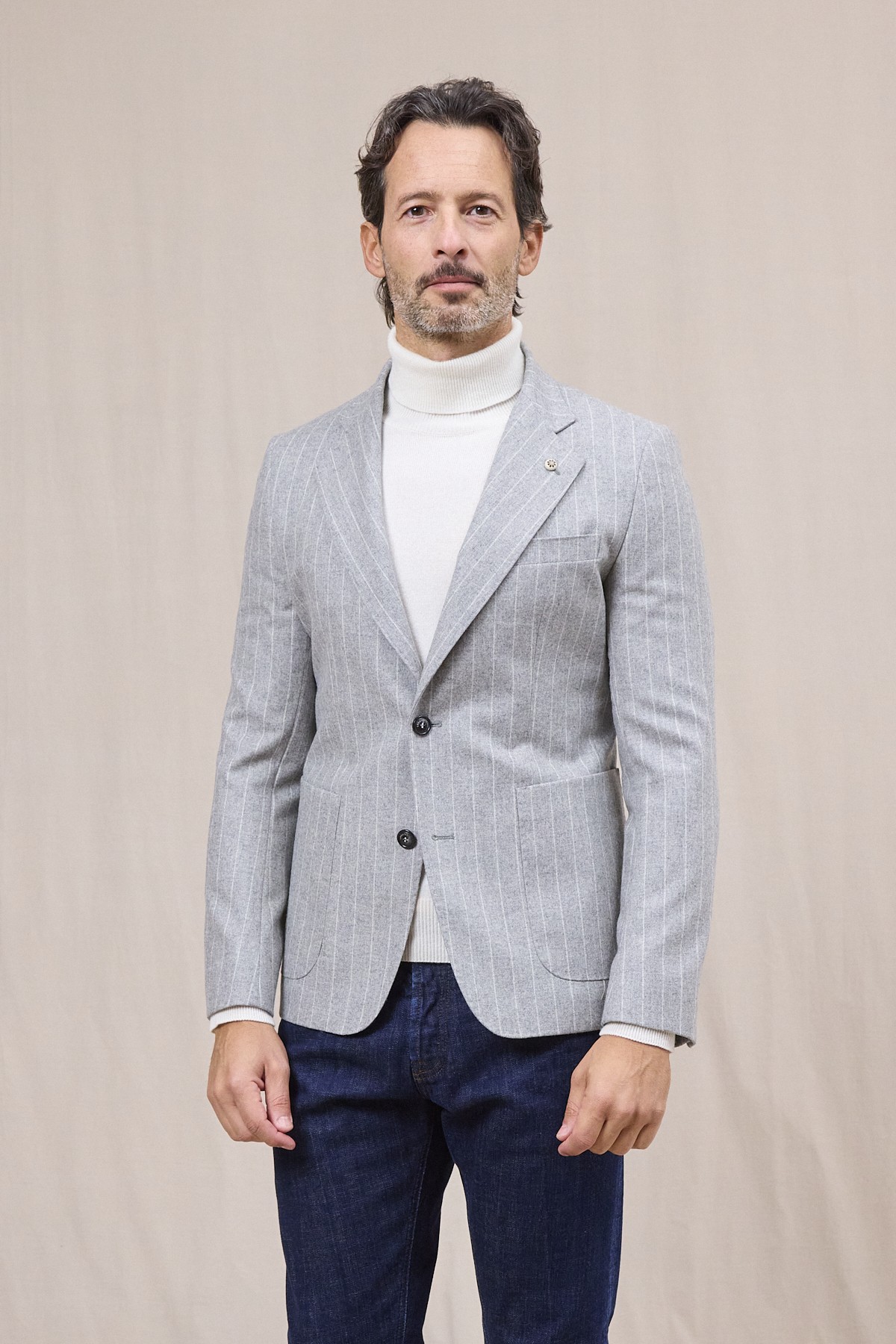 blazer-grigio-131ehg-1.jpg Blazer grigio gessato LUCA BERTELLI A/I - immagine 1