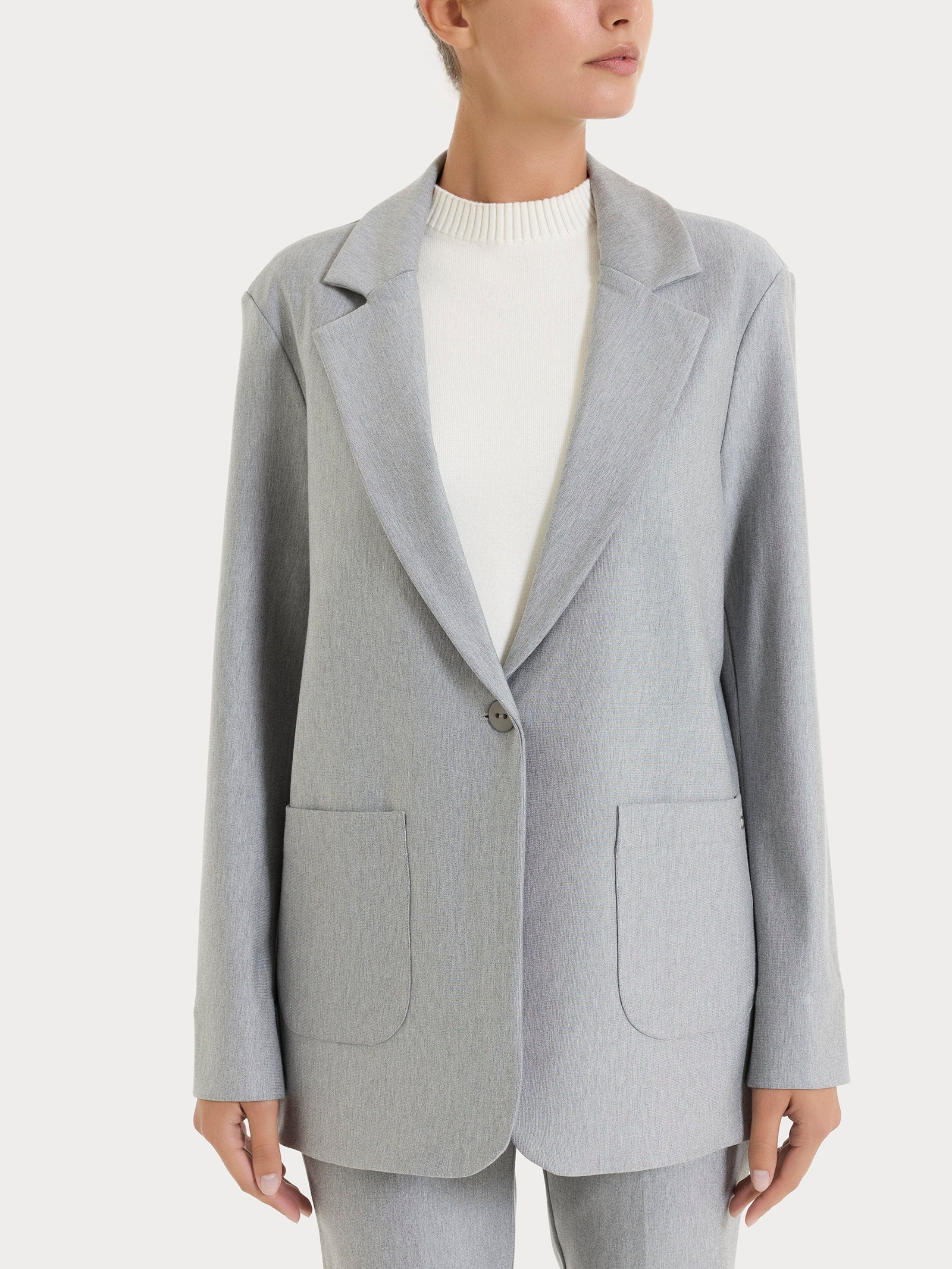 blazer-grigio-955mrx-1.jpg Blazer over con un bottone in Compact Grigio Mel. - immagine 1