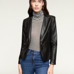 Blazer monopetto effetto pelle