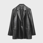 Blazer regular fit in finta pelle
