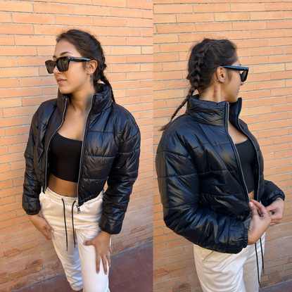 bomber-nero-donna-026epp-1.jpg BOMBER NERO CORTO TANIA - immagine 1