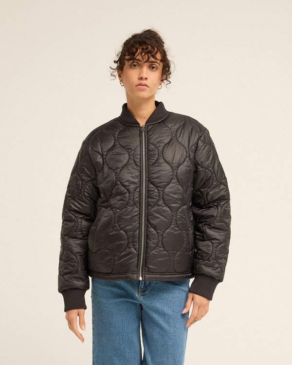 bomber-nero-donna-317lpa-1.jpg Cuesta Bomber Bomber trapuntato con cerniera Nero Donna L - immagine 1