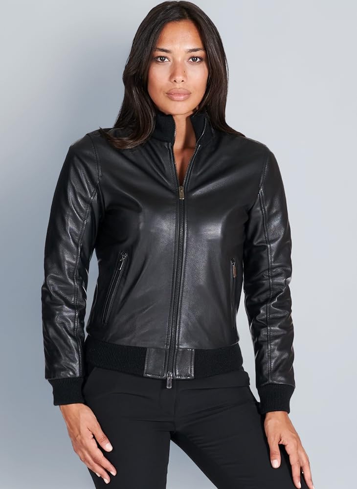 bomber-pelle-donna-097tlm-1.jpg D'Arienzo Bomber Pelle Nera Donna Giacca Vintage Vera Pelle Made in Italy G155 XXS/Nero : Amazon.it: Moda - immagine 1