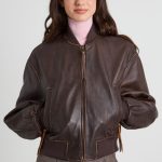 Bomber in nappa MARRONE