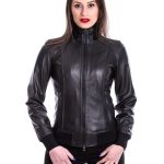Bomber da donna in vera pelle nero | Modello 1528