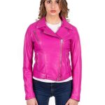 Chiodo da donna in vera pelle fucsia | Modello A196C