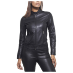Chiodo in pelle da donna colore nero a prezzo conveniente in offerta