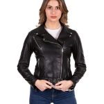 Chiodo da donna in vera pelle nero | Modello A196C