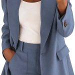Tailleur Donna Eleganti Giacca E Pantalone Completo Donna Cerimonia Completi da Donna con Risvolti in Due Pezzi Set da Lavoro Ufficio Slim Fit Giacca Formale Suit (Blue, L) : Amazon.it: Moda
