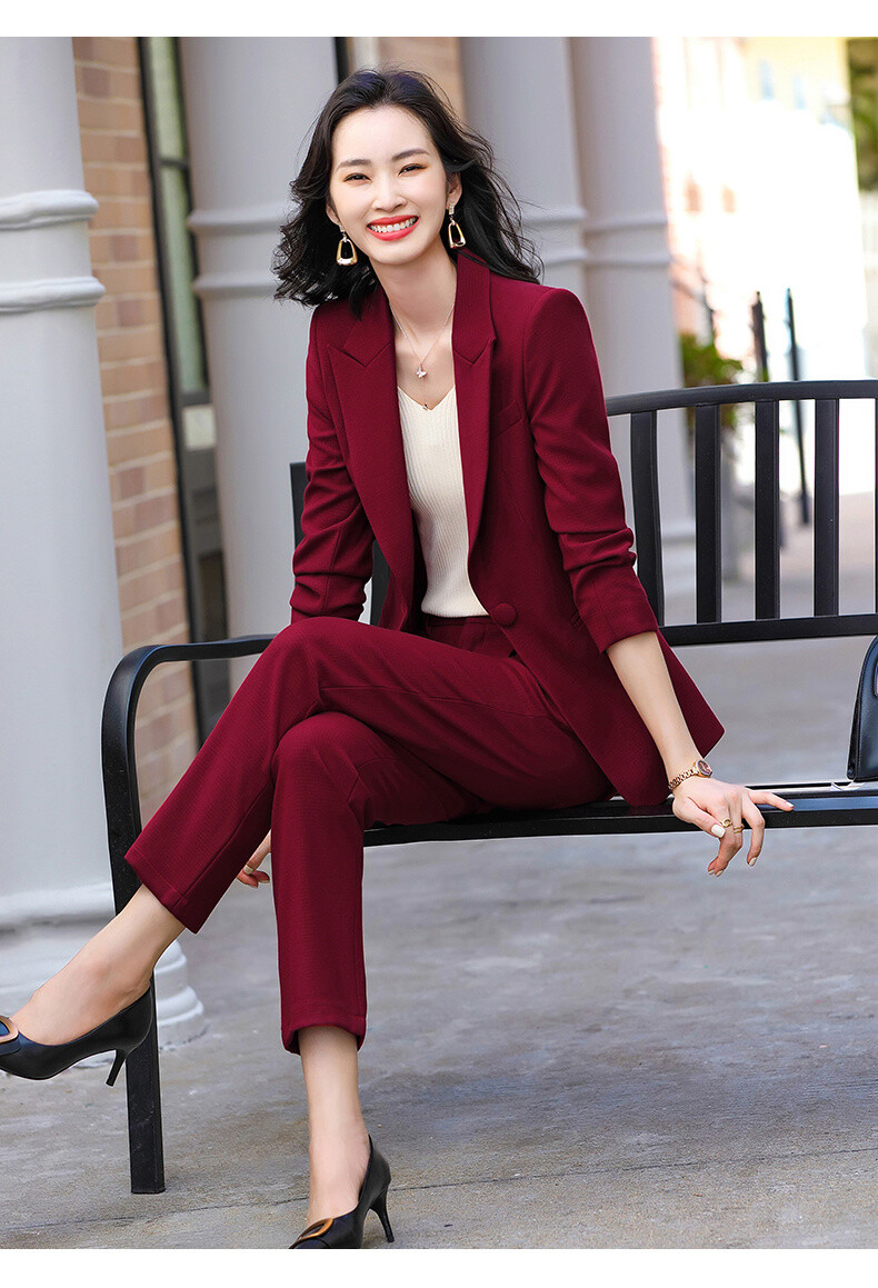 completo-donna-giacca-e-pantalone-438wun-1.jpg Tailleur completo donna ufficio giacca pantaloni maniche slim rosso scuro 46 48 - immagine 1