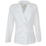 Blazer donna giacca bianca doppiopetto con bottoni in tinta cotone cerato fodera in raso lunghezza basic made in italy donna giacche Malu Shoes | ...