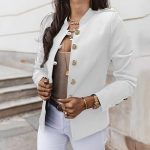 Blazer Donna Mi Long Giacca da donna chic, bianco, M | Cardigan Manica Lunga Pulsante Giacca Tuta Casual Blazer Oversize Comfort Abbigliamento Esterno Giacca Leggera : Amazon.it: Moda