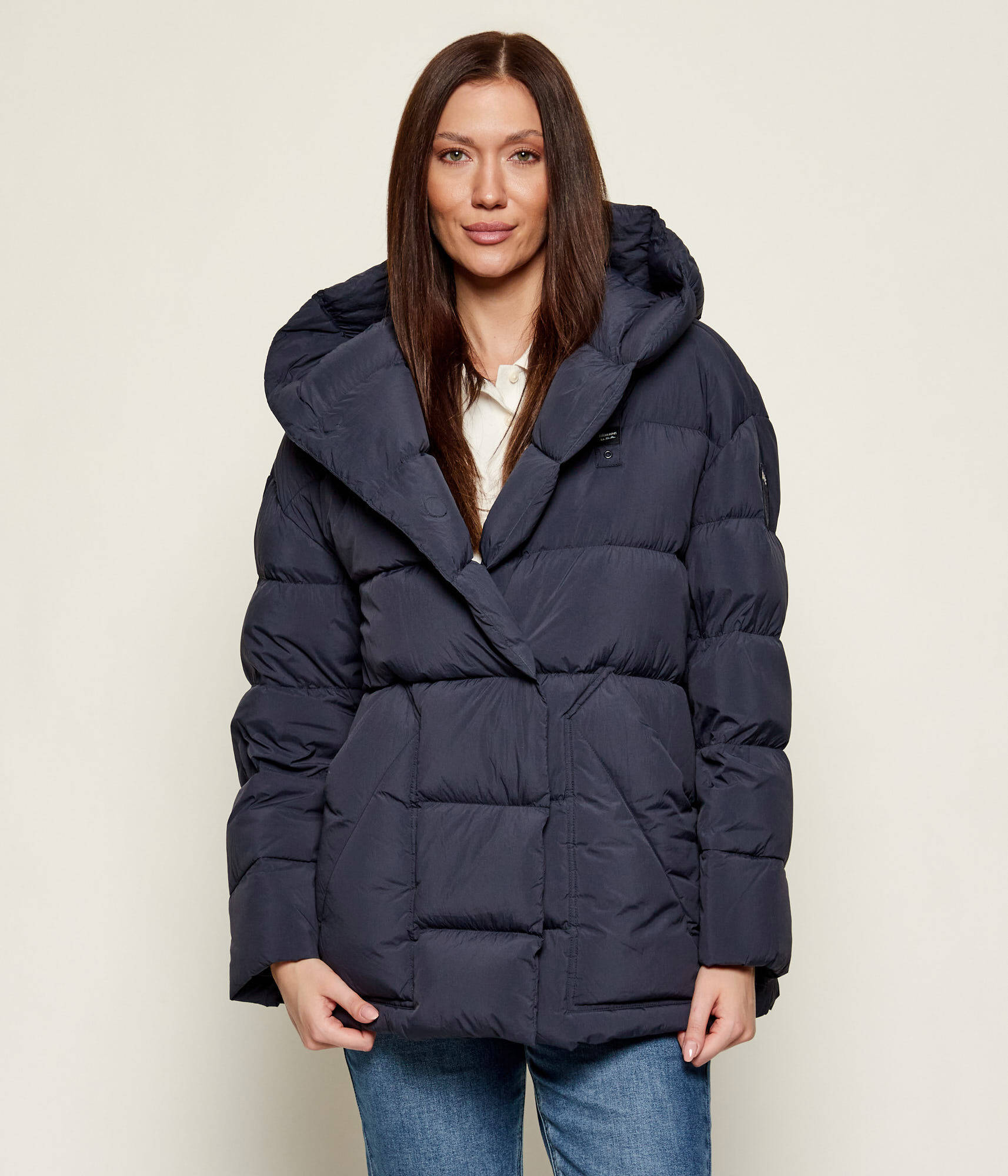 giacca-blauer-845knv-1.jpg Giacca in piumino PRAIRIE BLAUER | Oversize fit | colore blu marino | Gomez.moda - immagine 1