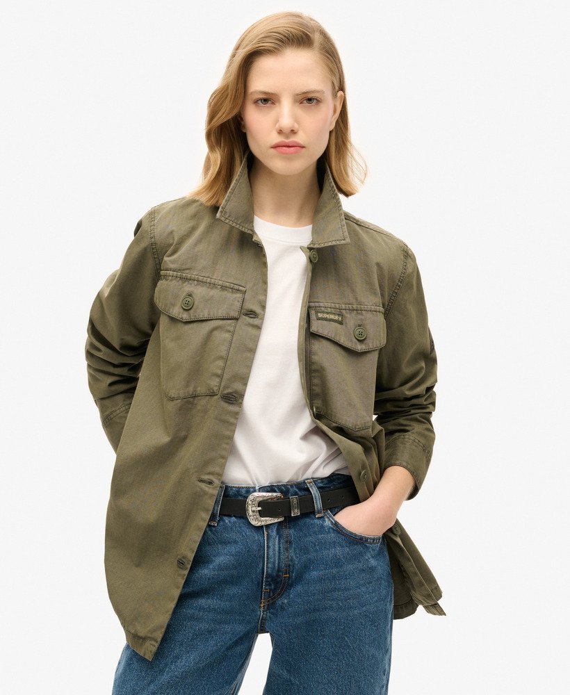 giacca-camicia-091fps-1.jpg Giacca in stile camicia militaredusty olive green da Donna | Superdry IT - immagine 1