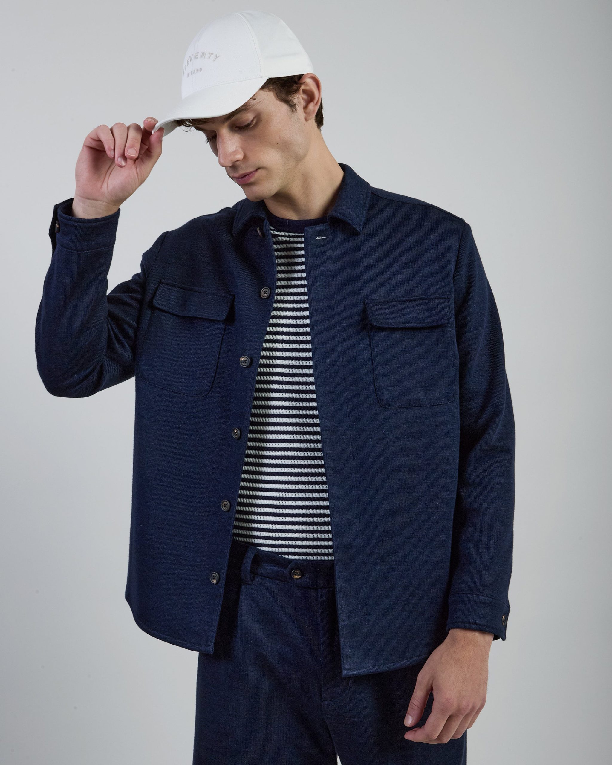 giacca-camicia-480eem-1.jpg Giacca Camicia in Lino Cotone e Tencel da Uomo | Eleventy - immagine 1