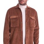 Giacca camicia Brancaccio in velluto da uomo regular fit cammello