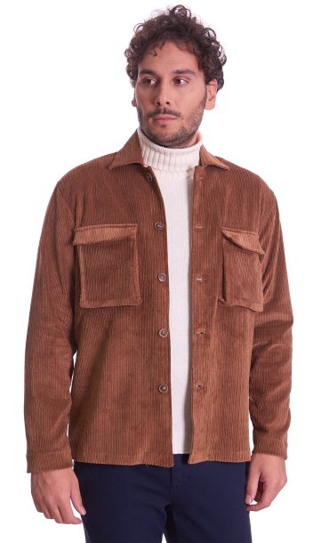 giacca-camicia-823iwg-1.jpg Giacca camicia Brancaccio in velluto da uomo regular fit cammello - immagine 1