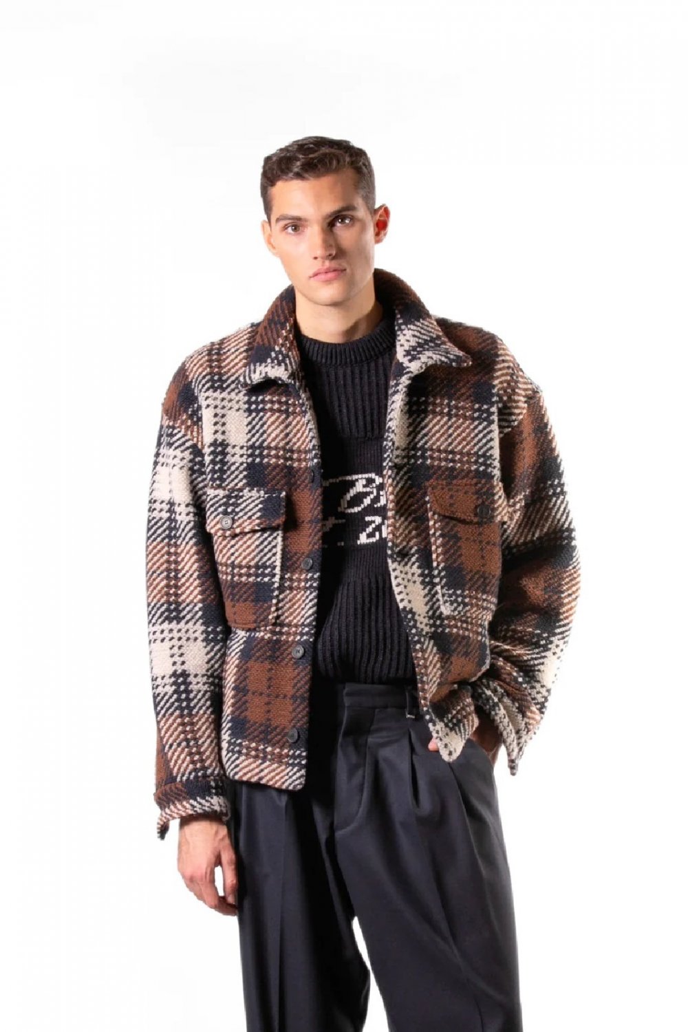 giacca-camicia-888evi-1.jpg GIACCA CAMICIA A QUADRI MORO UOMO I'M BRIAN GC2705 Choose Fashion Store - immagine 1