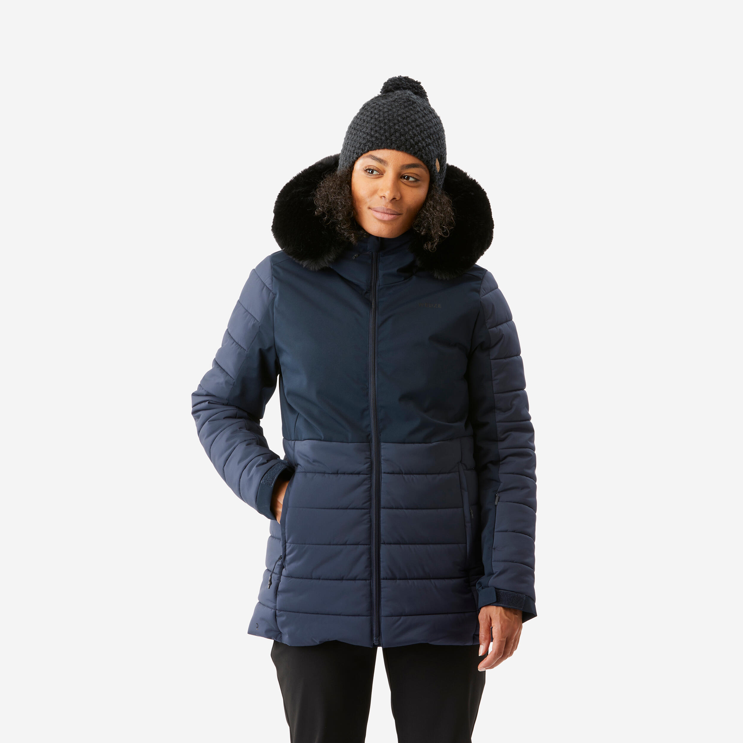 giacca-da-neve-donna-826rlj-1.jpg Giacca sci donna 100 WARM MI LONG blu - immagine 1