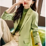 Giacca Tailleur Blazer Donna Spezzato Ufficio Slim Elegante Verde Over 44985