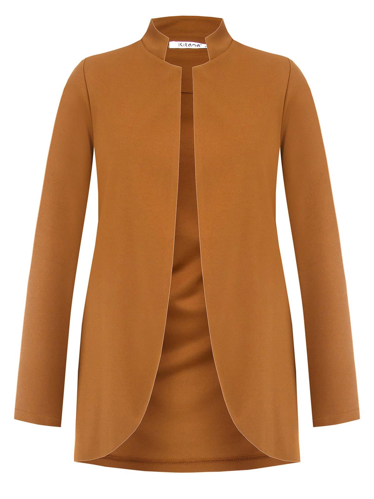 giacca-donna-elegante-957lus-1.jpg Blazer lungo donna curvy elegante aperto in tessuto crepe - immagine 1