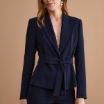 Giacca Elegante da Cerimonia in Cady con Cintura BLU 38