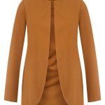 Blazer lungo donna curvy elegante aperto in tessuto crepe