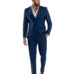 Abito uomo doppiopetto completo viscosa giacca pantaloni elegante blu chiaro GIOSAL AE1115A 44