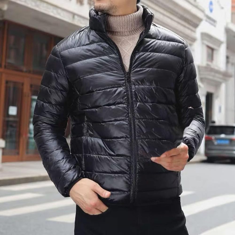 giacca-invernale-265sio-1.jpg Giacca invernale leggera | Piumino da uomo leggero imbottito giacche da uomo giacca da uomo autunno e inverno giacche casual con tasche con cerniera piumini da uomo cappotti invernali da uomo, Nero , : - immagine 1