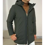 Giacca Invernale Uomo con Cappuccio in Tessuto Tecnico, Verde Scuro Giubbotti uomo invernali, parka Gogolfun.it
