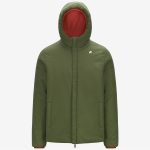 K WAY Uomo Jack St Warm Double Rosso Pompeiano Reversibile Verde Cipresso