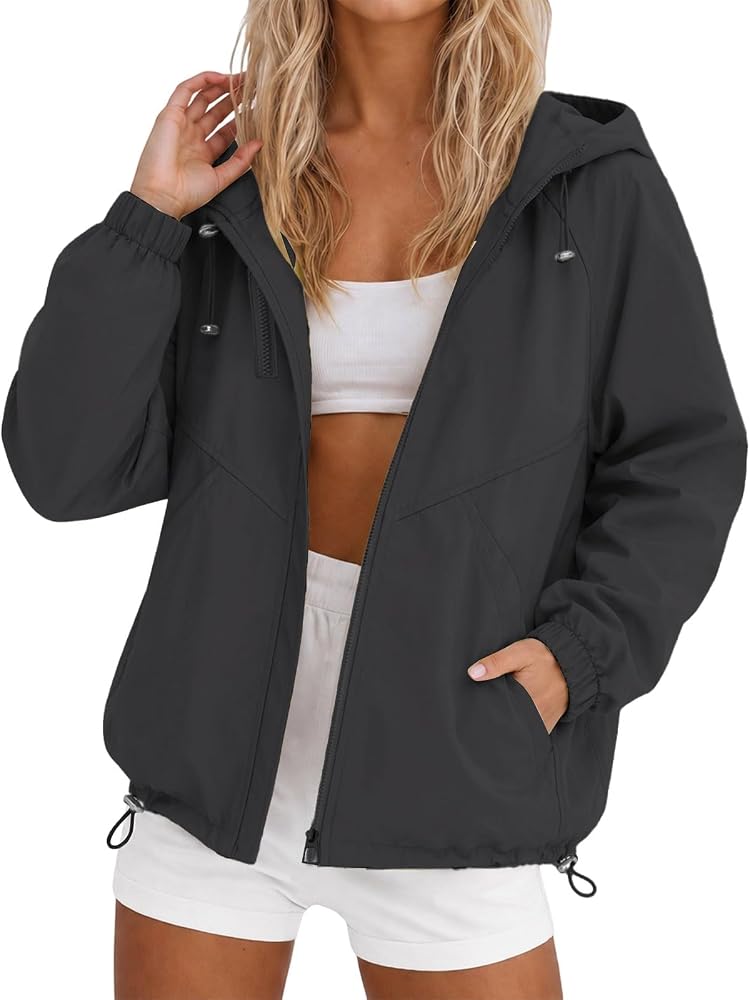 giacca-leggera-donna-010ngu-1.jpg Giacca a vento corta da donna, primaverile e abbigliamento sportivo, giacca leggera per il tempo libero, per tutti i giorni e le attività, giacca antipioggia da donna a righe, Nero , M : - immagine 1