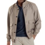 Giubbotto Uomo Giacca Leggera Tessuto Tecnico No Stiro College Impermeabile Con Bottoni Beige G3294A 44