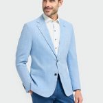 Giacca celeste cavani in misto lino sfoderata modern fit