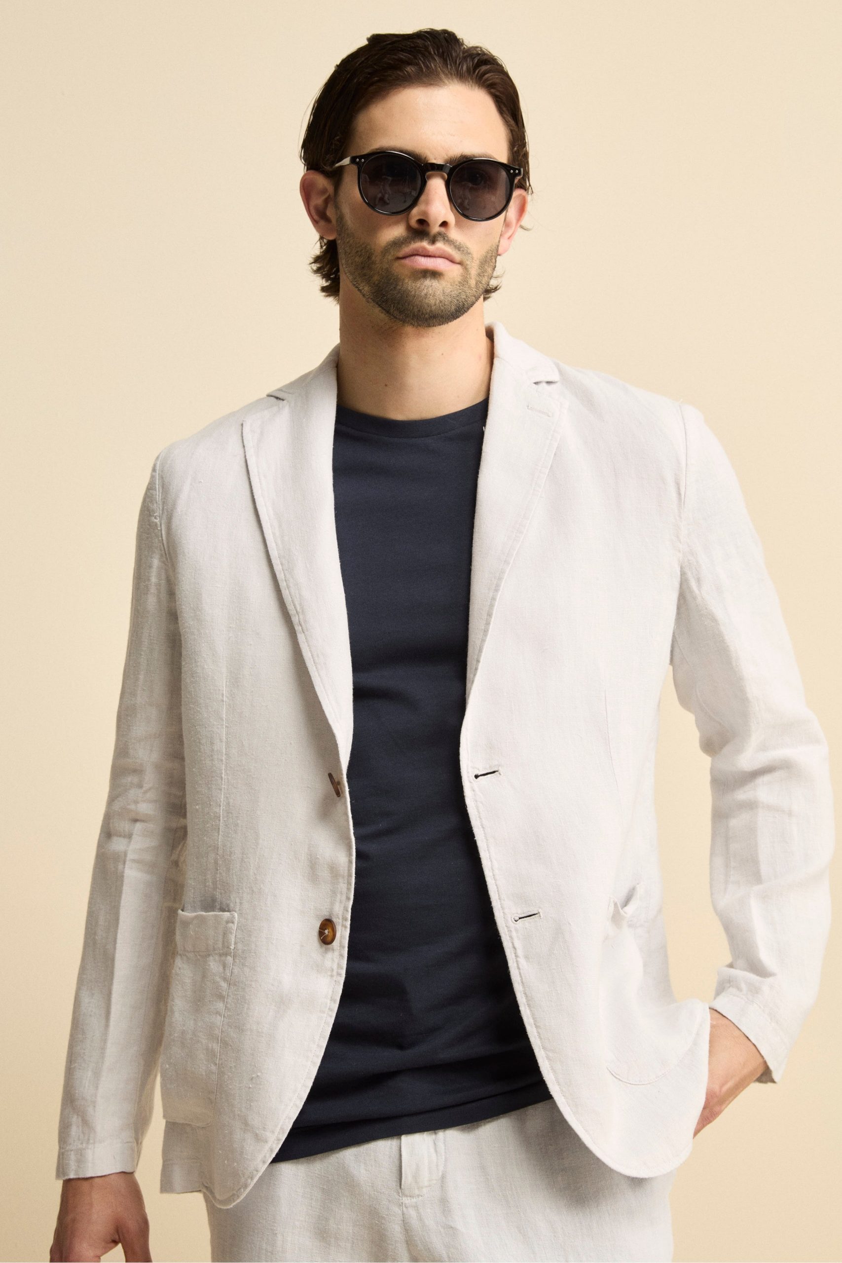 giacca-lino-uomo-528aaw-1.jpg Giacca Bianca in Lino GHIACCIO 46 - immagine 1