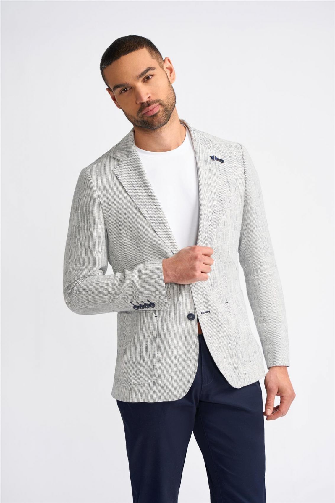 giacca-lino-uomo-697qcu-1.jpg Giacca cavani grigia in misto lino sfoderata modern fit - immagine 1