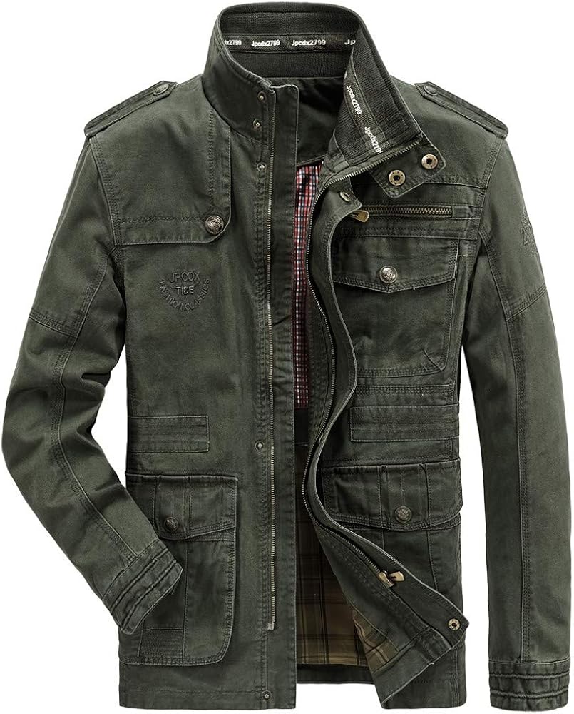 giacca-militare-uomo-987ywa-1.jpg Giacca classica da uomo in puro cotone, stile militare, multitasche, stile casual, Verde militare, XXS : Amazon.it: Moda - immagine 1