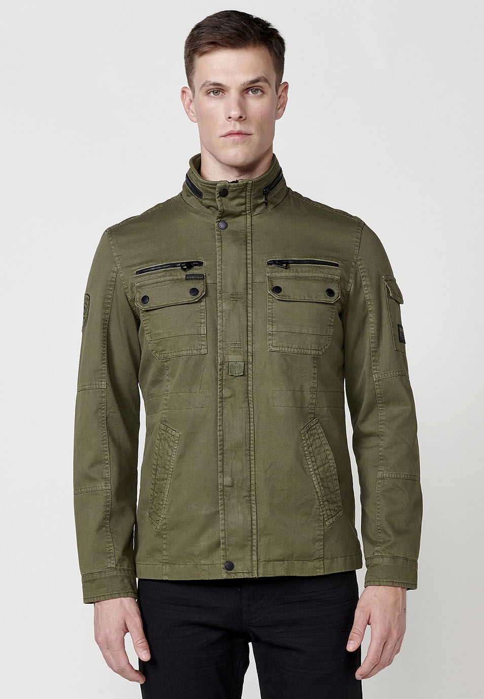 giacca-militare-uomo-998ksc-1.jpg Giacca militare da campo da uomo in cotone – Koroshi - immagine 1