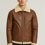 Giacca in Pelle di Montone – The Hunter – Marrone Cognac & Lana Bianca