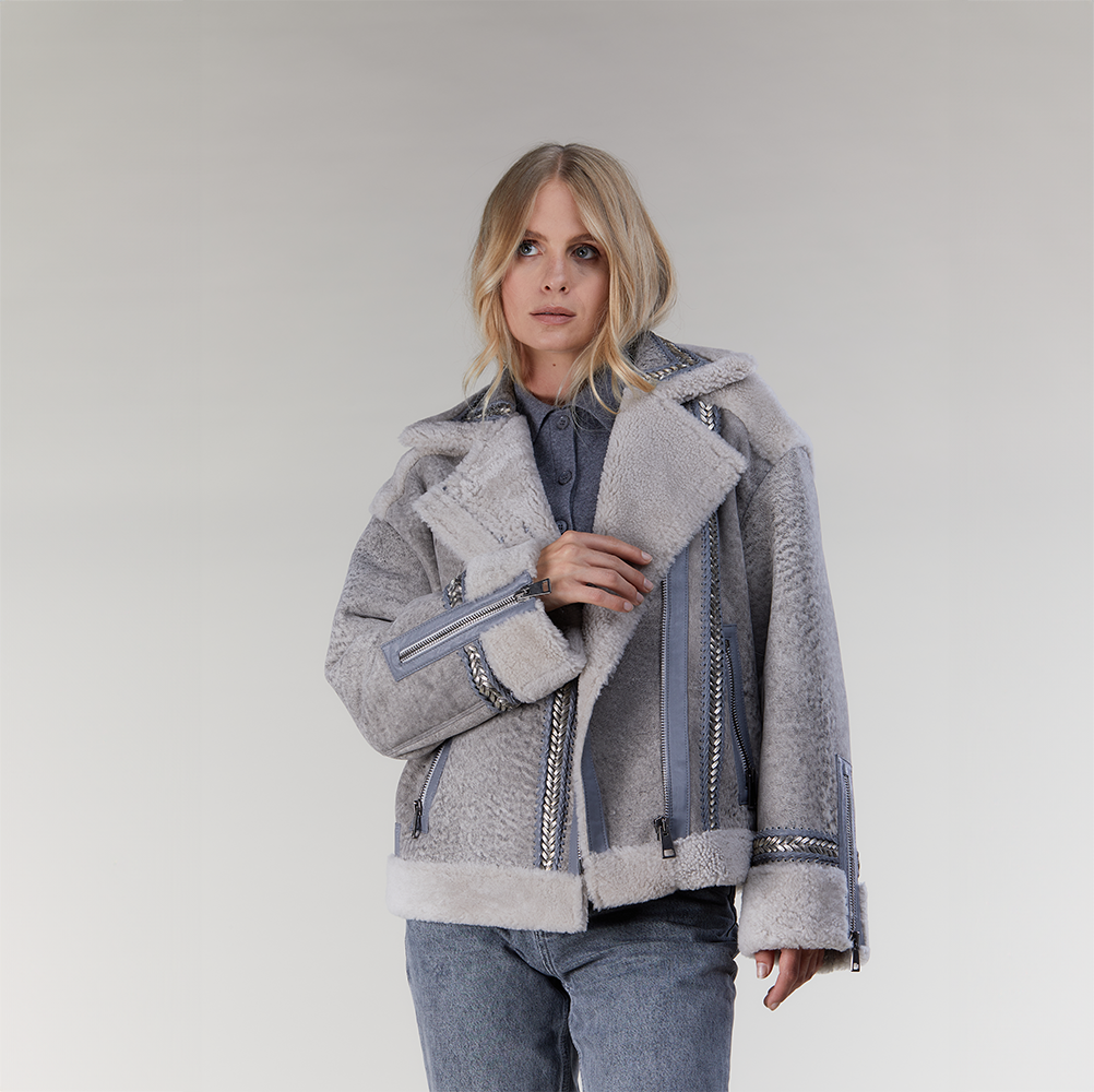 giacca-montone-171ote.png Giacca in montone biker grigio 60cm - immagine 1