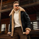 EsukAr Giacca da Aviatore da Uomo in Montone Pelle E Bomber Volante,Nero,S : Amazon.it: Moda