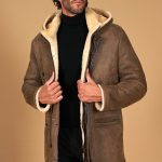 Cappotto montone da uomo color fango