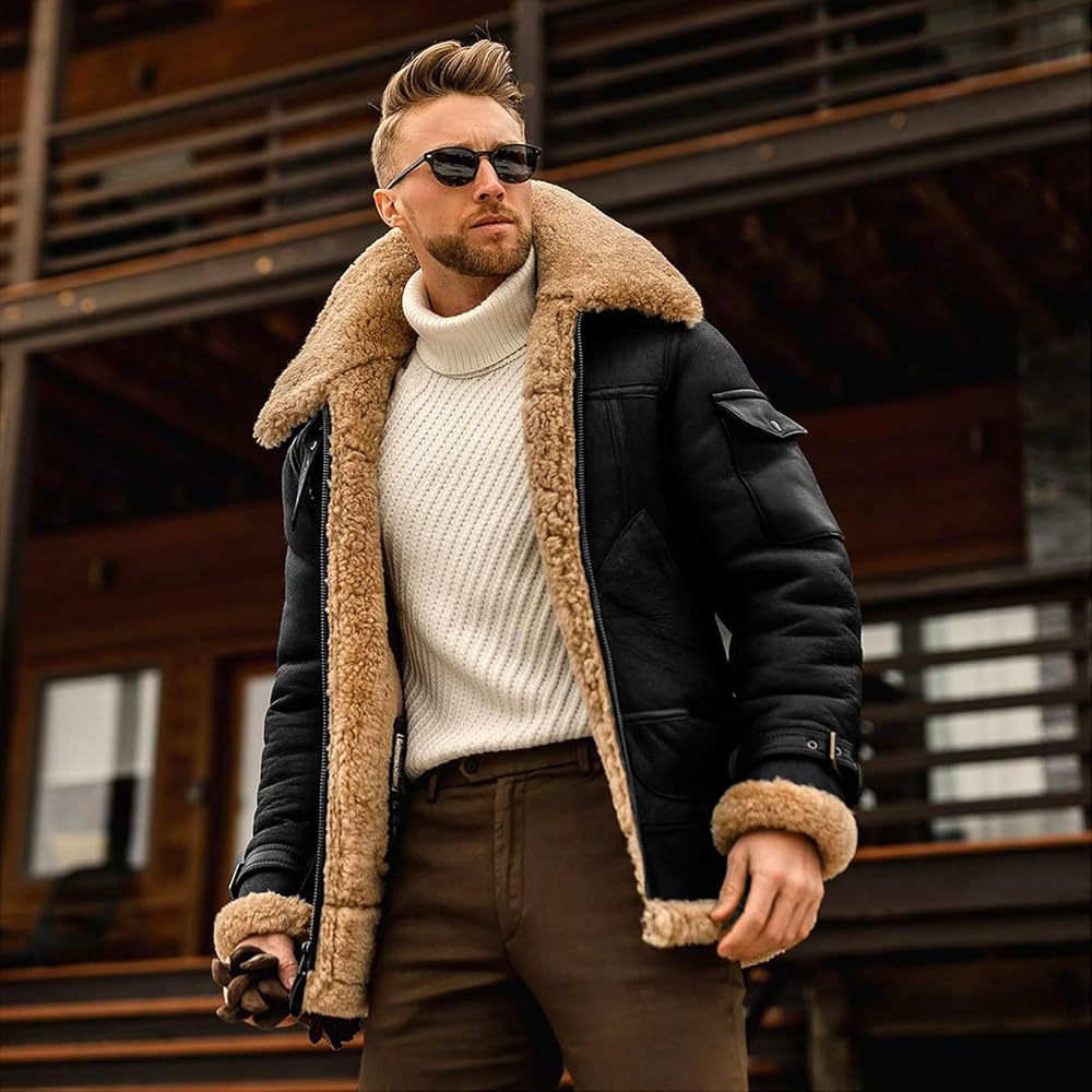 giacca-montone-uomo-417xqo-1.jpg EsukAr Giacca da Aviatore da Uomo in Montone Pelle E Bomber Volante,Nero,S : Amazon.it: Moda - immagine 1