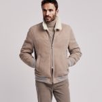 Giubbotto uomo in montone merino scamosciato beige