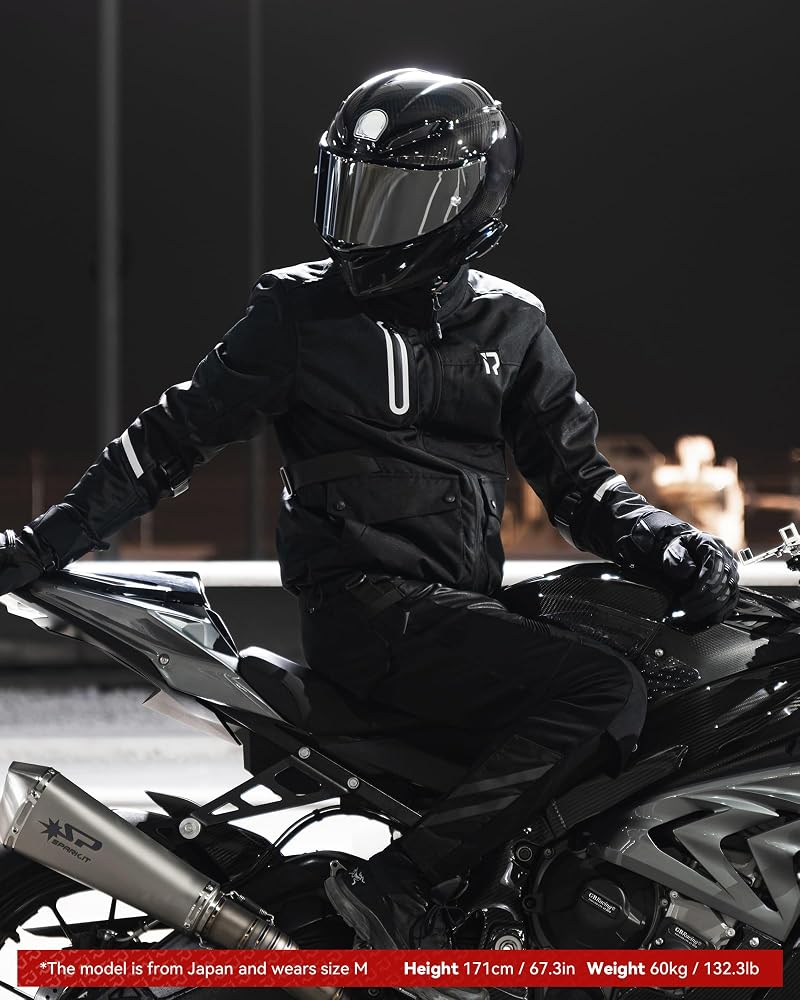giacca-moto-invernale-075vrn-1.jpg RIDEIRON Motorcycle Jacket for Men with CE Protections, Winter Motorcycle Jacket with Removable Lining to Protect Against Cold and Wind for All Seasons Black, M : Amazon.it: Automotive - immagine 1